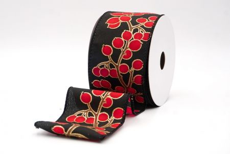 Czarna_wstążka z festiwalowymi jagodami zimowymi_KF9623GC-53-53