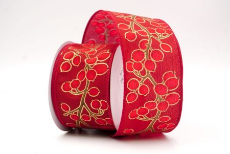 Ciemnoczerwona_wstążka z festiwalowymi jagodami zimowymi_KF9623GC-8-169