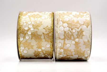 Ruban en fil de houx de Noël avec feuilles et baies_KF9627.KF9628