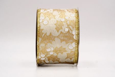 Ruban câblé en crème avec feuilles de houx et baies de Noël_KF9627G-2