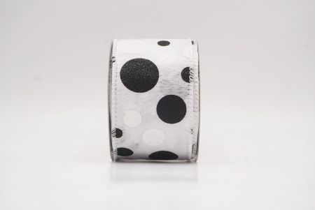 Ruban Filé Amusant à Pois Pailletés Blanc-Noir_KF9629GC-1-1