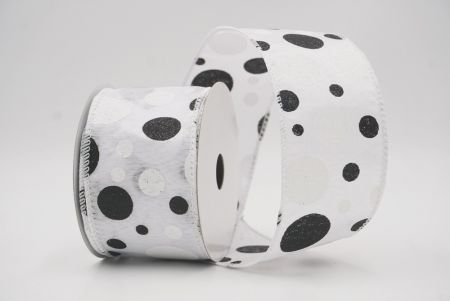 Ruban Filé Amusant à Pois Pailletés Blanc-Noir_KF9629GC-1-1