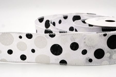 Ruban Filé Amusant à Pois Pailletés Blanc-Noir_KF9629GC-1-1