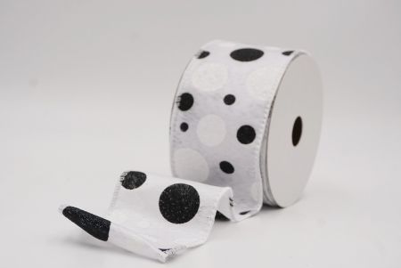 Ruban Filé Amusant à Pois Pailletés Blanc-Noir_KF9629GC-1-1