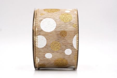 Brun clair - Pois dorés scintillants Ruban amusant avec fil_KF9629GC-13-183