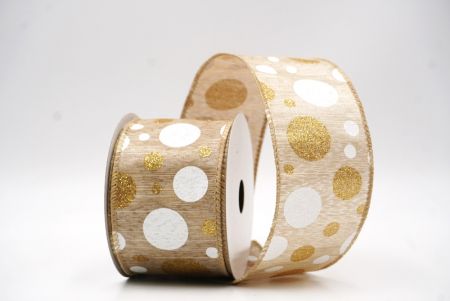 Brun clair - Pois dorés scintillants Ruban amusant avec fil_KF9629GC-13-183