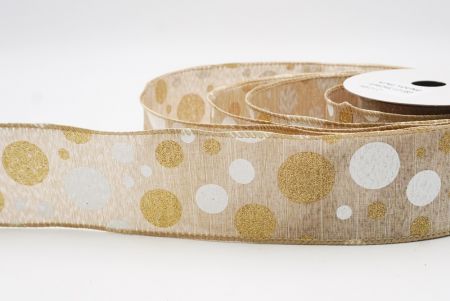 Brun clair - Pois dorés scintillants Ruban amusant avec fil_KF9629GC-13-183