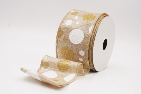 Brun clair - Pois dorés scintillants Ruban amusant avec fil_KF9629GC-13-183