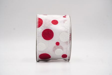 Ruban Filé Amusant à Pois Pailletés Blanc-Rouge_KF9629GC-1R-1