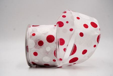 Ruban Filé Amusant à Pois Pailletés Blanc-Rouge_KF9629GC-1R-1