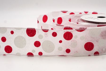 Ruban Filé Amusant à Pois Pailletés Blanc-Rouge_KF9629GC-1R-1
