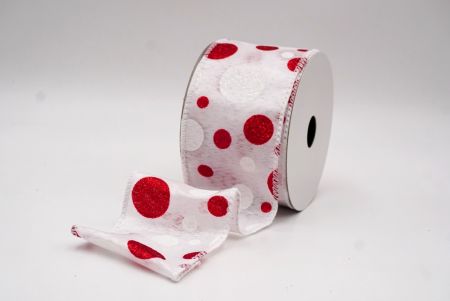 Ruban Filé Amusant à Pois Pailletés Blanc-Rouge_KF9629GC-1R-1