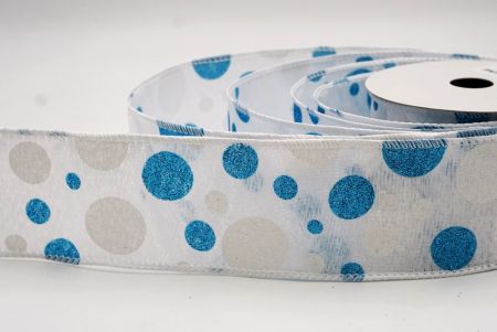 Ruban Filé Amusant à Pois Pailletés Blanc-Bleu_KF9629GC-1T-1