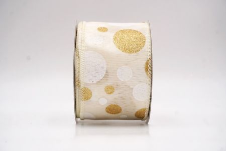 Ruban Filé Amusant à Pois Pailletés Crème-Or_KF9629GC-2-2