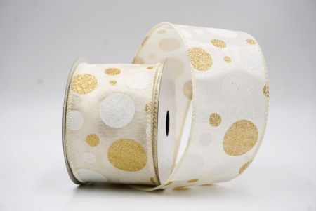 Ruban Filé Amusant à Pois Pailletés Crème-Or_KF9629GC-2-2