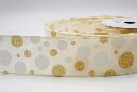 Ruban Filé Amusant à Pois Pailletés Crème-Or_KF9629GC-2-2