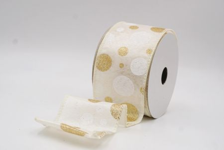 Ruban Filé Amusant à Pois Pailletés Crème-Or_KF9629GC-2-2
