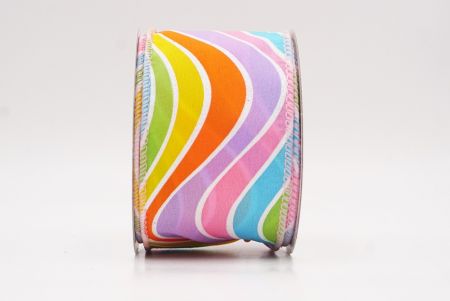 Ruban en fil câblé à vagues colorées blanc - rose_KF9634GC-1-5