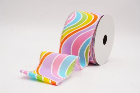 Ruban en fil câblé à vagues colorées blanc - rose_KF9634GC-1-5