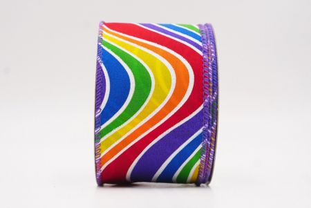 Ruban en fil câblé à vagues colorées crème - violet_KF9634GC-2-34