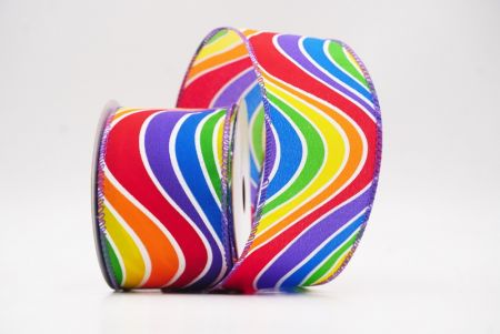 Ruban en fil câblé à vagues colorées crème - violet_KF9634GC-2-34