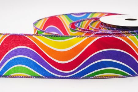 Ruban en fil câblé à vagues colorées crème - violet_KF9634GC-2-34