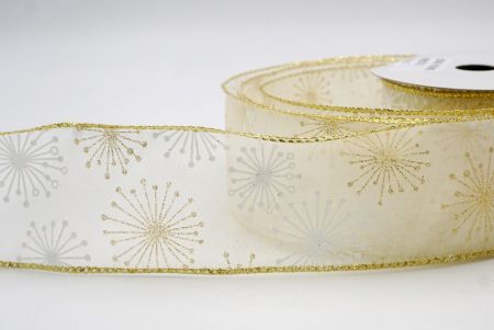 Ruban en fil câblé Crème_Célébration Éclat_KF9637G-2