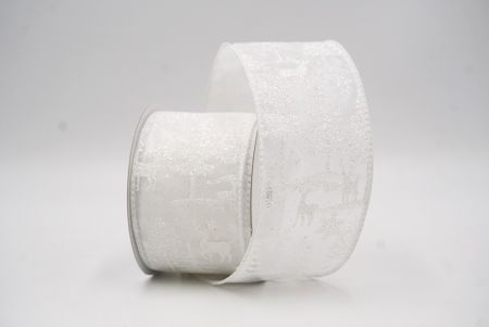 Ruban en fil de fer avec des rennes de forêt nordique blancs_KF9638GC-1-1