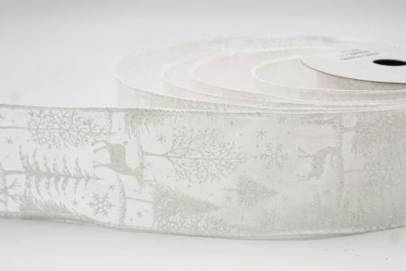 Ruban en fil de fer avec des rennes de forêt nordique blancs_KF9638GC-1-1