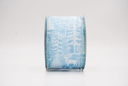 Ruban en fil de fer avec des rennes de forêt nordique bleu clair_KF9638GC-12-12