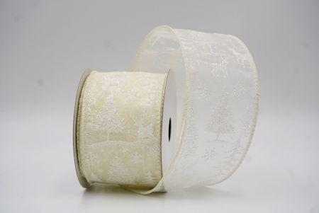 Ruban en fil de fer avec des rennes de forêt nordique crème_KF9638GC-2-2