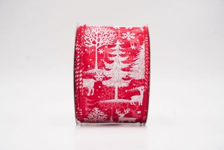 Ruban en fil de fer avec des rennes de forêt nordique rouges_KF9638GC-7-7