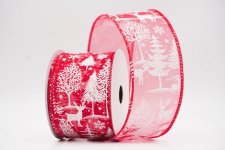 Ruban en fil de fer avec des rennes de forêt nordique rouges_KF9638GC-7-7