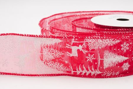 Ruban en fil de fer avec des rennes de forêt nordique rouges_KF9638GC-7-7