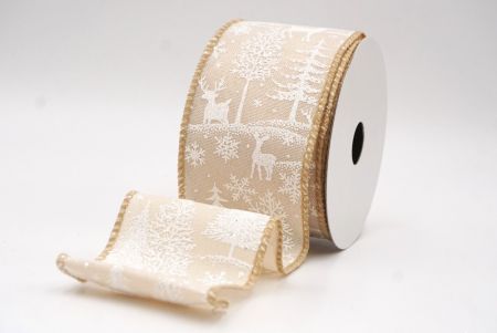 Ruban en fil de fer avec des rennes de forêt nordique bleu clair_KF9639GC-13-183