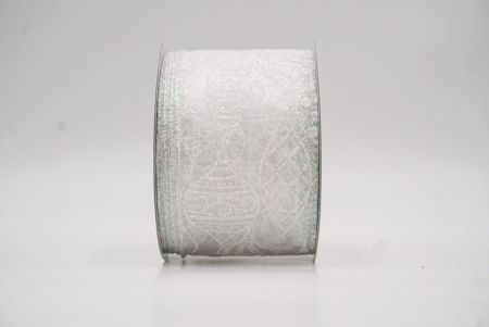 Biała błyszcząca wstążka na ozdoby bożonarodzeniowe_KF9640GN-1