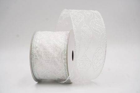 Biała błyszcząca wstążka na ozdoby bożonarodzeniowe_KF9640GN-1