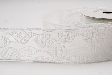 Biała błyszcząca wstążka na ozdoby bożonarodzeniowe_KF9640GN-1