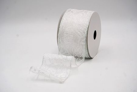 Biała błyszcząca wstążka na ozdoby bożonarodzeniowe_KF9640GN-1