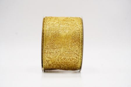 Jasnobrązowa - złota błyszcząca wstążka na ozdoby bożonarodzeniowe_KF9641G-13