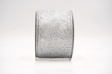 Biała - srebrna błyszcząca wstążka na ozdoby bożonarodzeniowe_KF9641G-1