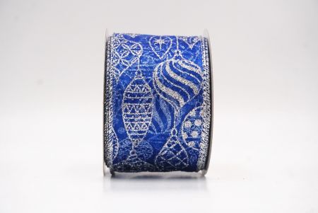 Niebieska - srebrna błyszcząca wstążka na ozdoby bożonarodzeniowe_KF9641G-4