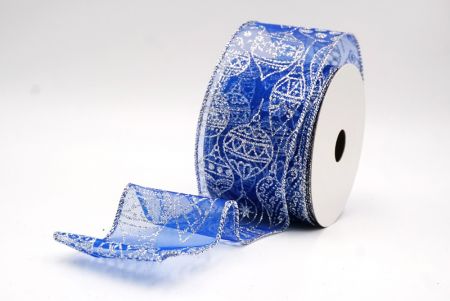 Niebieska - srebrna błyszcząca wstążka na ozdoby bożonarodzeniowe_KF9641G-4