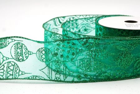 Zielona błyszcząca wstążka na ozdoby bożonarodzeniowe_KF9642GC-3-127