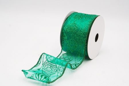 Zielona błyszcząca wstążka na ozdoby bożonarodzeniowe_KF9642GC-3-127