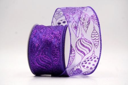 Fioletowa błyszcząca wstążka na ozdoby bożonarodzeniowe_KF9642GC-34-34
