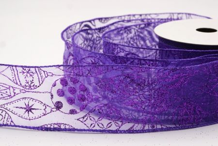 Fioletowa błyszcząca wstążka na ozdoby bożonarodzeniowe_KF9642GC-34-34