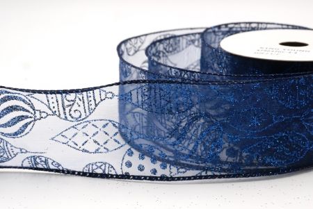 Granatowa błyszcząca wstążka na ozdoby bożonarodzeniowe_KF9642GC-4-4