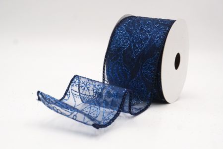 Granatowa błyszcząca wstążka na ozdoby bożonarodzeniowe_KF9642GC-4-4