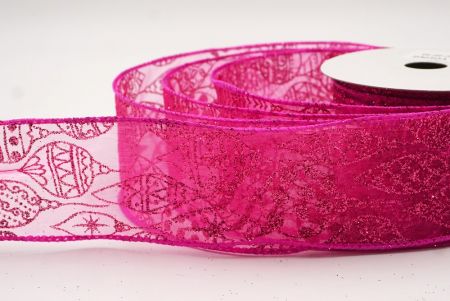 Różowe błyszczące ozdoby choinkowe wstążka druciana_KF9642GC-40-40